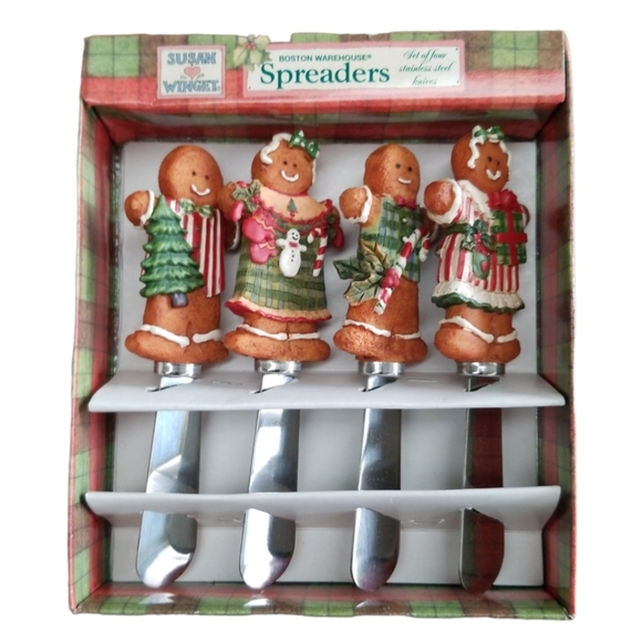 Susan Winget‎ Gingerbread Spreaders Set of 4  NIB Christmas - Picture 1 of 5